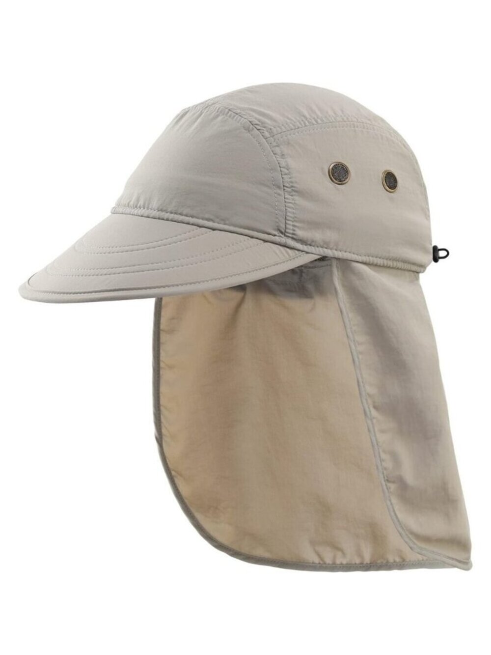 Men's Light Grey 100% Polyester Wide Brim Uv Protection Neck Flap Fishing Hat